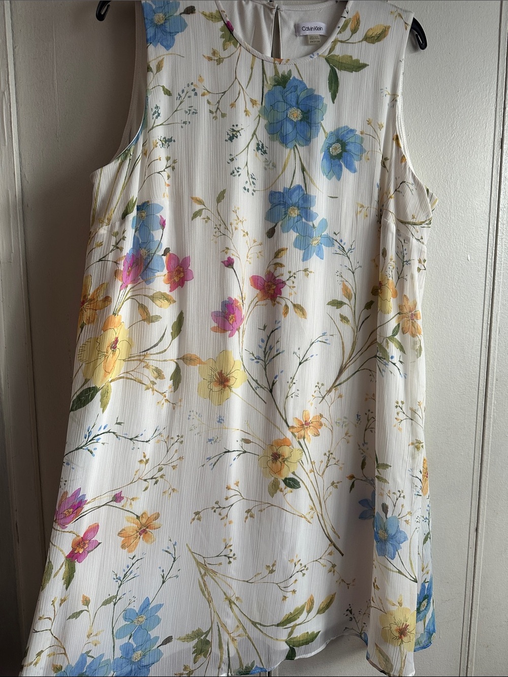 Calvin Klein White Floral Sleeveless Shift Dress
